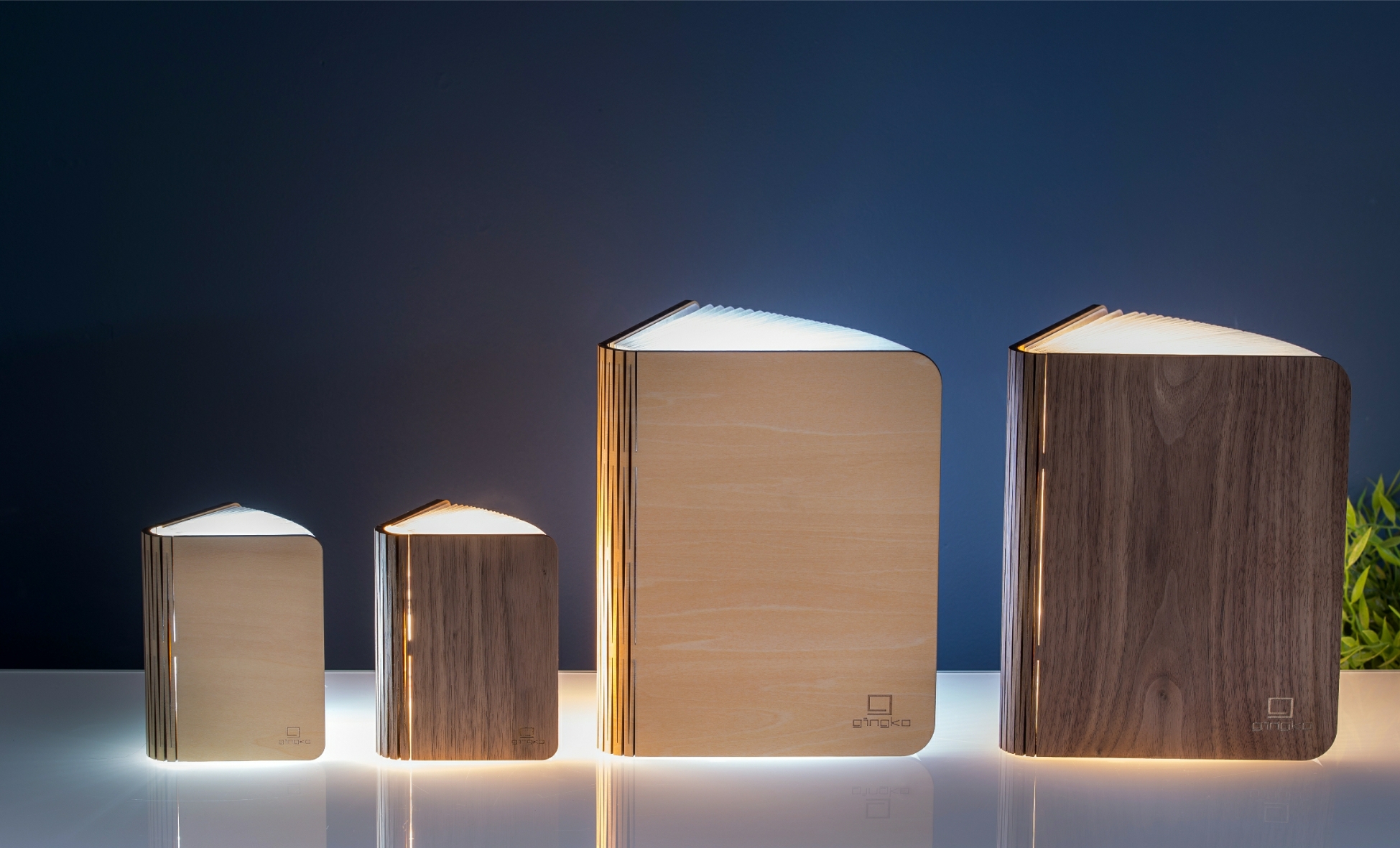 Wooden Book Lamp – Smart Book Light Mini Walnut by Gingko