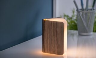 Wooden Book Lamp – Smart Book Light Mini Walnut by Gingko