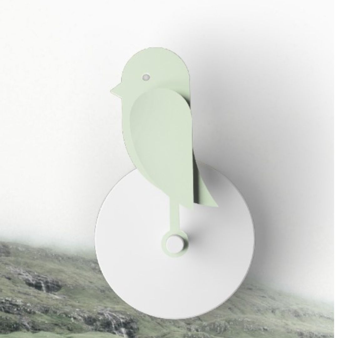 Birdie 2.0 indoor air quality monitor in Meadow green mounted on wall