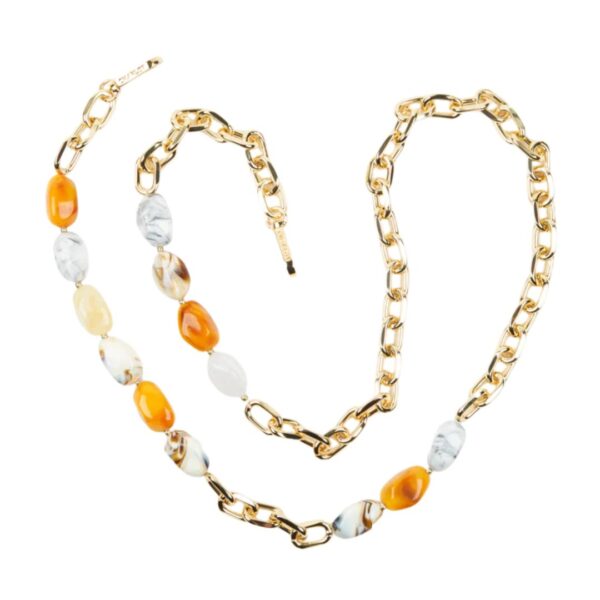 Charlot Paris - Ava Chain Dune: elegant gold-tone necklace with resin pearls for your phone