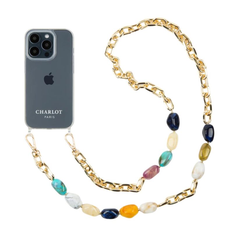 Ana Chain Ocean, a jewel for your phone. A phone cord in gold and with beautiful stones 2