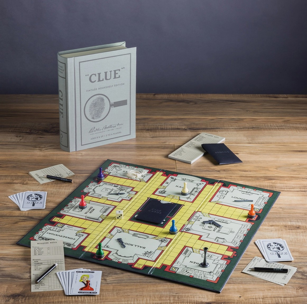 Clue Vintage Edition – Elegant Mystery Game in Bookshelf Format