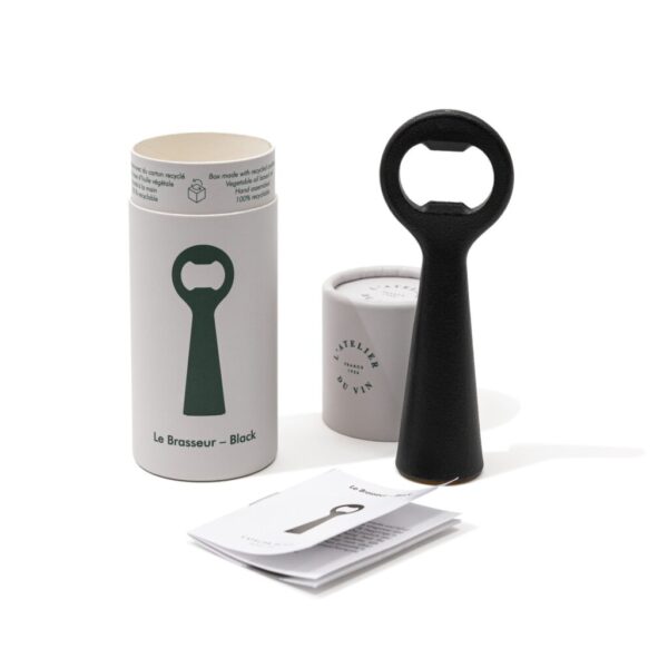 Luxury bottle opener Le Brasseur Black – stainless steel design by L’Atelier du Vin, available at Fancy the Pancy.