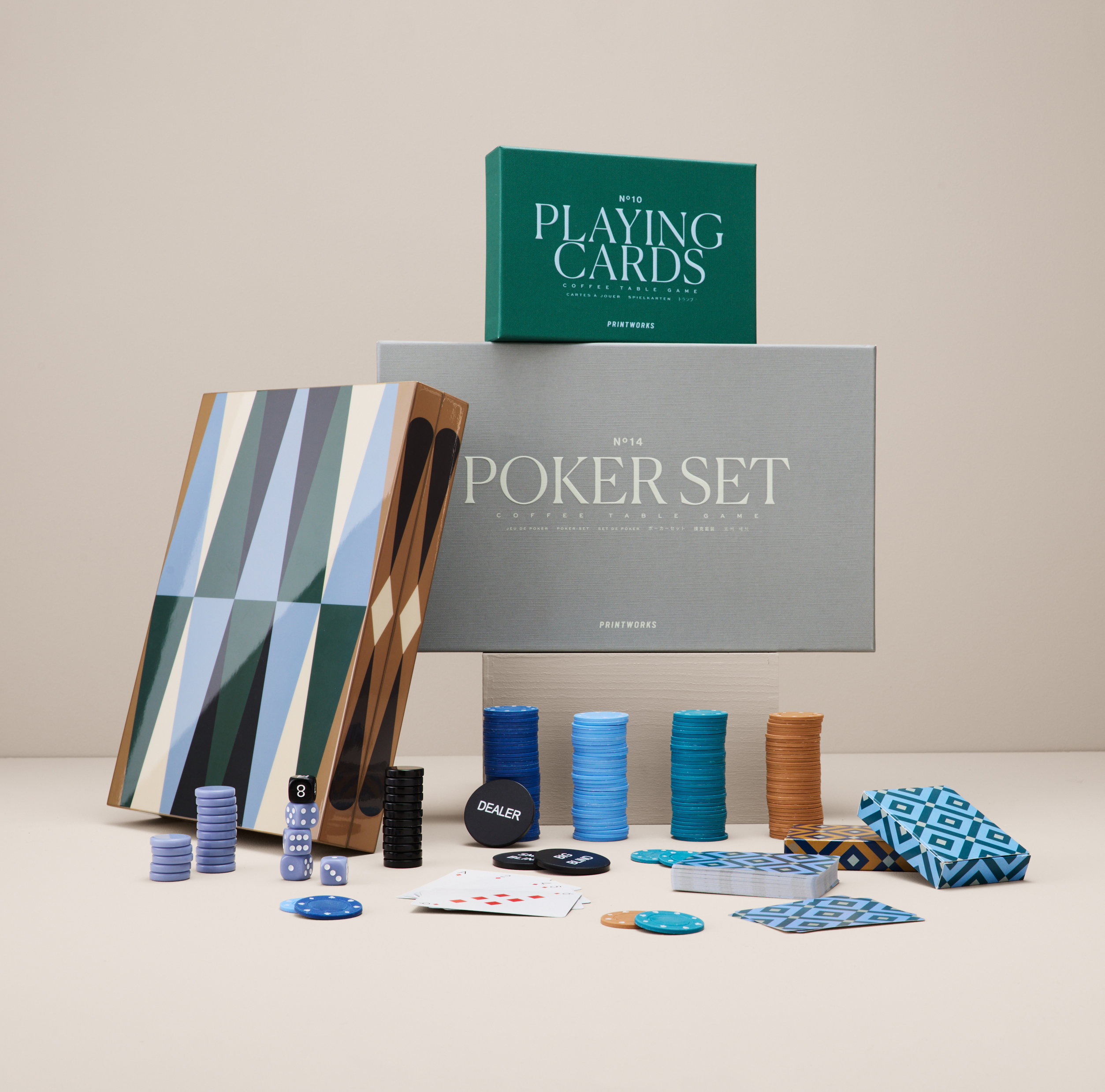 Poker set with premium chips, pro-quality cards, and sleek grey design – Coffee Table Game
