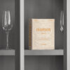 Champagne gift set in beige and orange book-style box with stainless steel opener and stopper – stylish gift