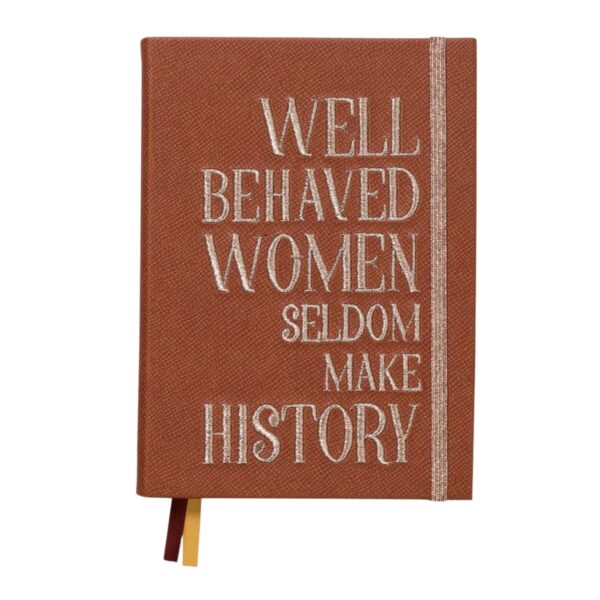 Luxury quote notebook with embroidered rosé gold text on tan cover – Fancy the Pancy