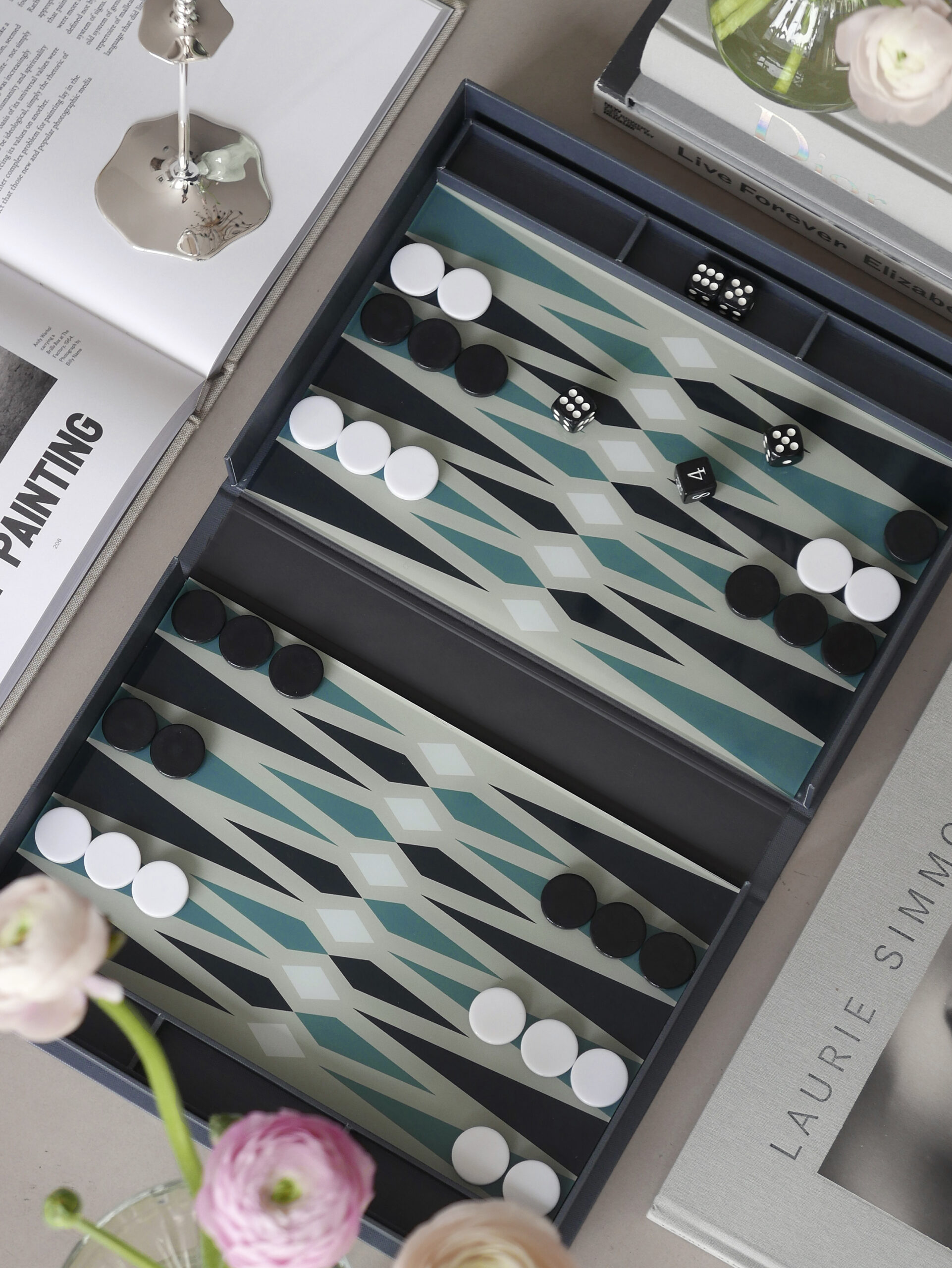 Beautiful backgammon game in coffee table edition of Printworks