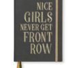 Green python-look inspirational embroidered notebook with quote “Nice Girls Never Get Front Row” – Fancy the Pancy