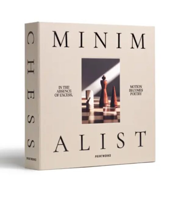 Printworks Chess Wood – minimalist wooden chess set in beige coffee-table-style box.