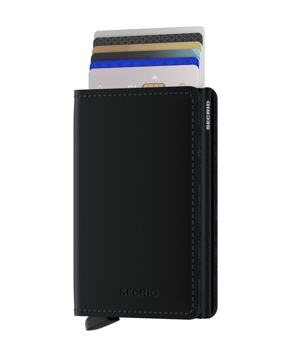 Secrid Slimwallet Matte Black in smooth matte leather.