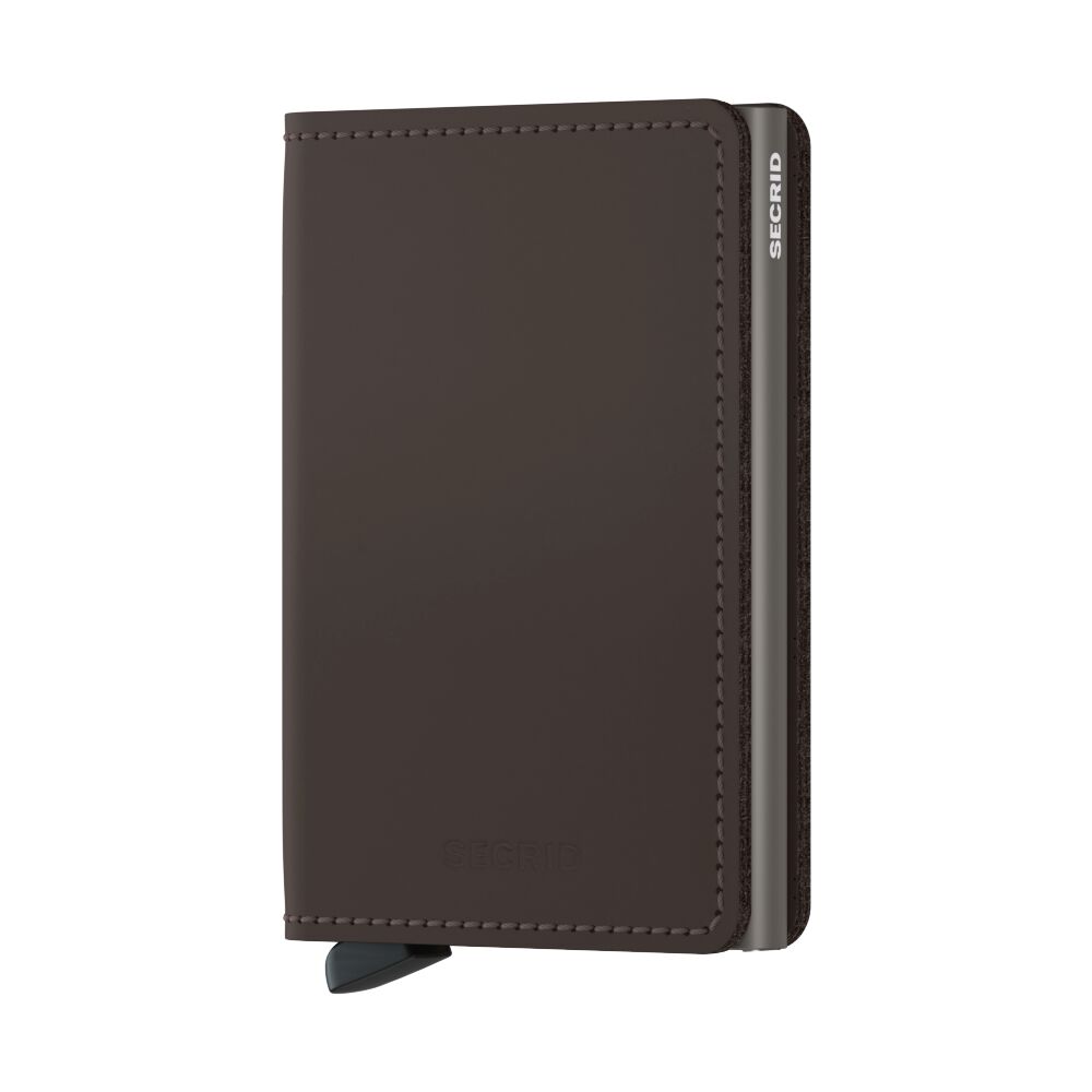 Secrid Slimwallet Matte Truffle in warm brown matte leather.