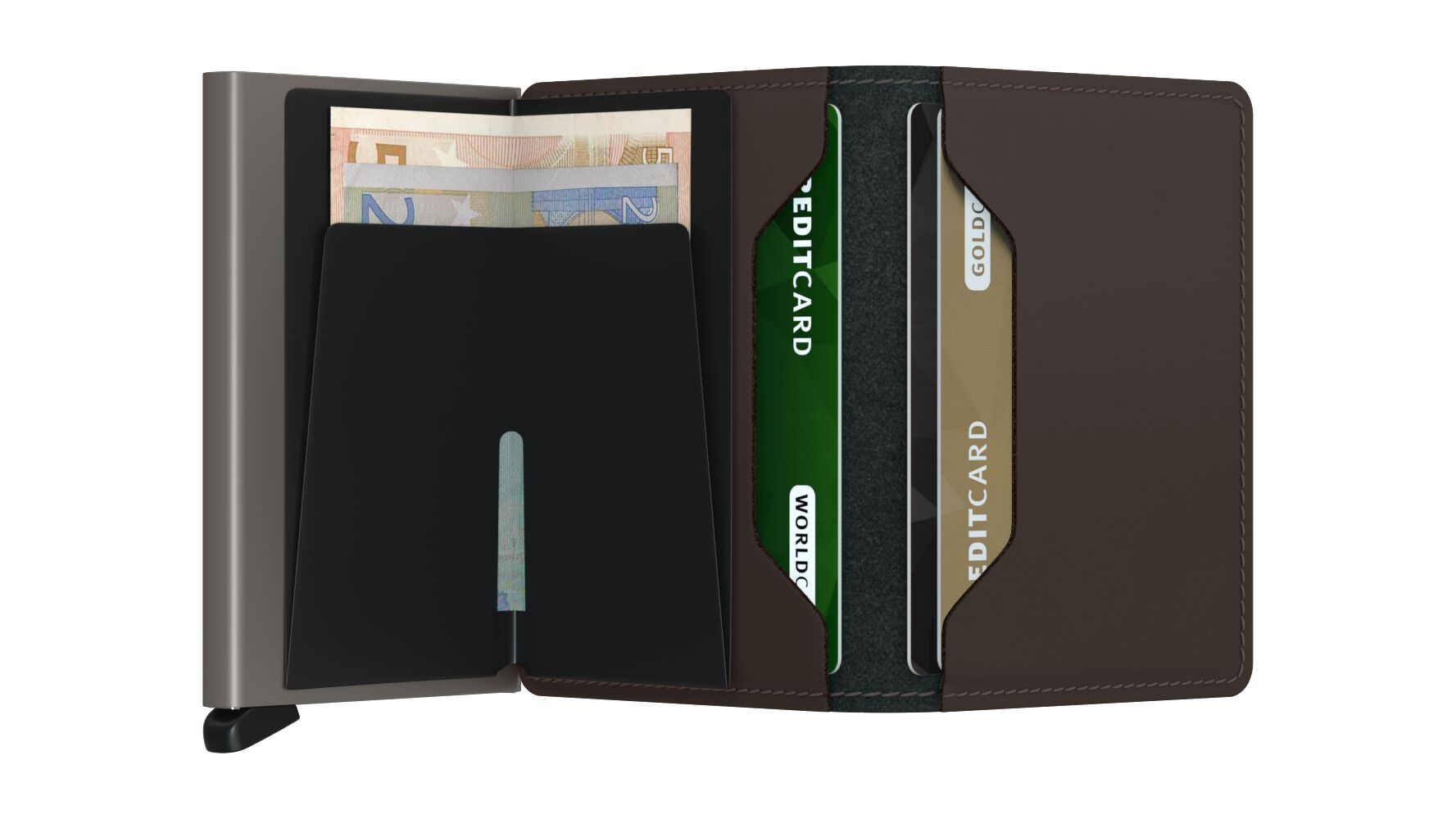 Secrid Slimwallet Matte Truffle in warm brown matte leather.