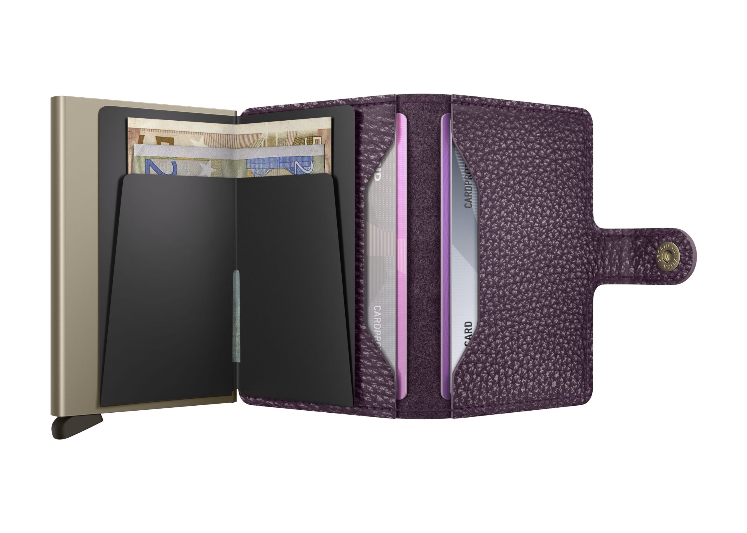 Secrid Miniwallet Pebble Grape in textured purple leather.