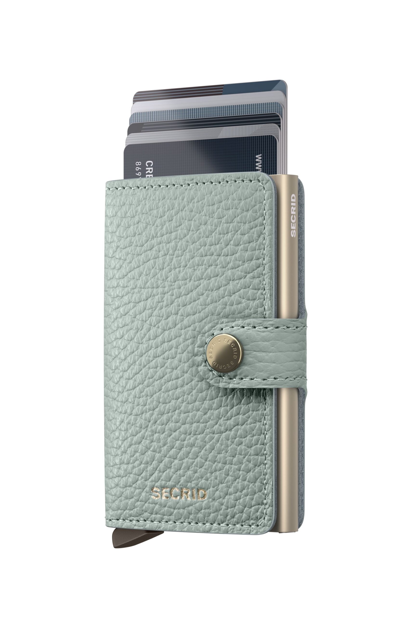 Secrid Miniwallet Pebble Sea Green with RFID protection. Compact, modern and surprisingly spacious — a refined everyday essential.