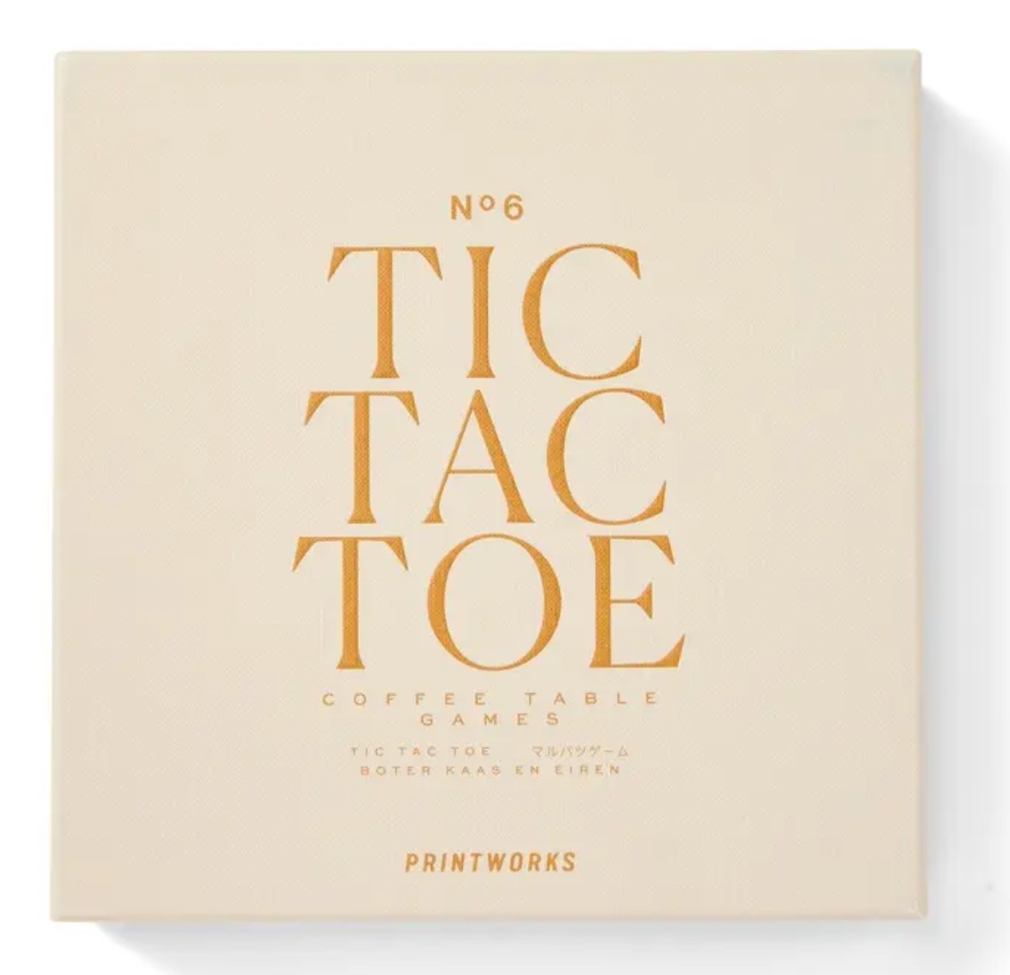 Printworks Classic Tic Tac Toe game with acrylic board and wooden pieces.