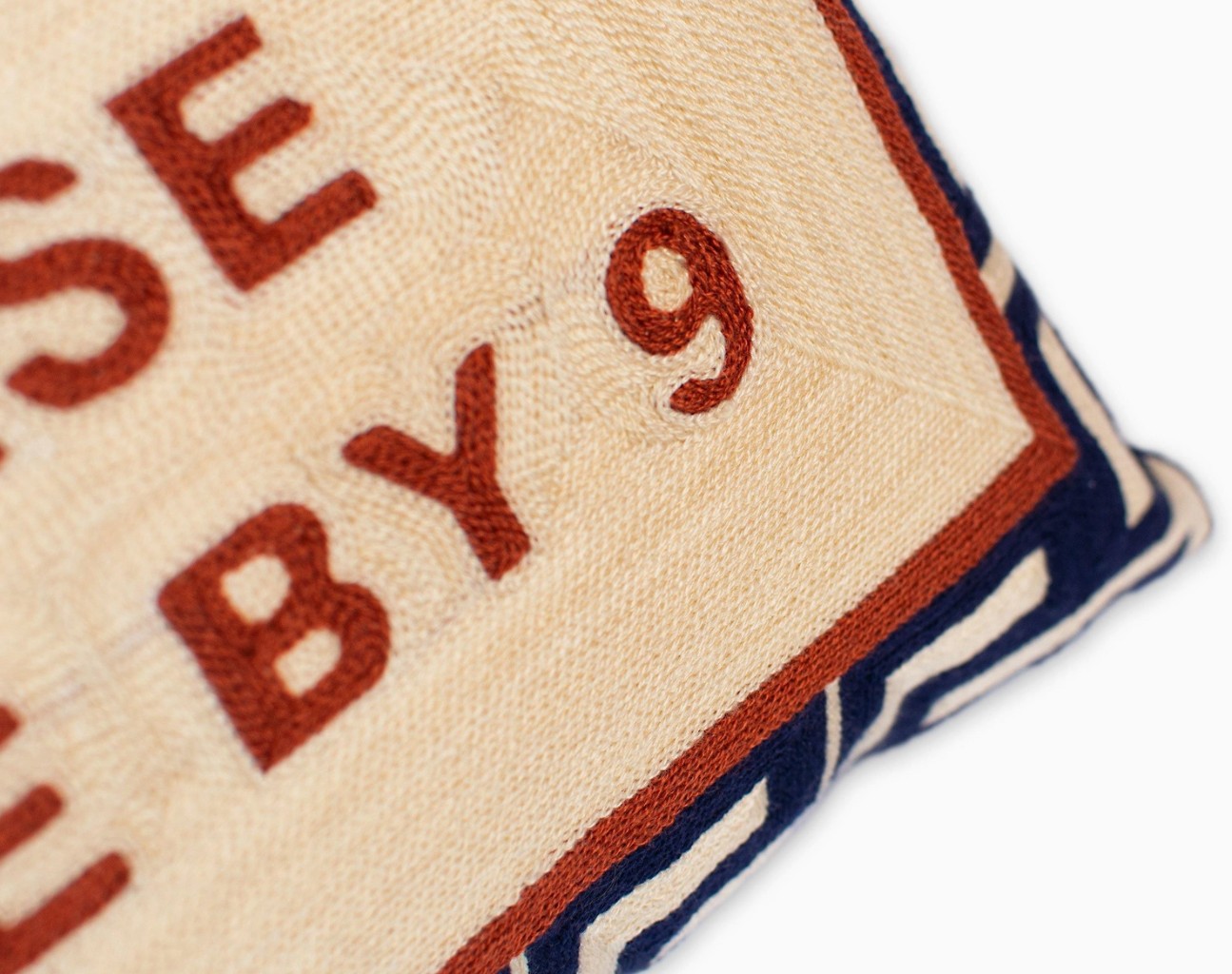 please leave by 9 handmade pillow close up details