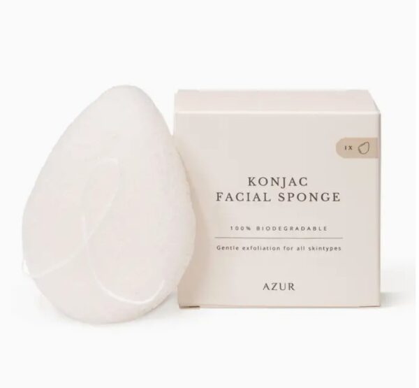 Natural Konjac facial sponge made from plant fibers, eco-friendly and plastic-free.