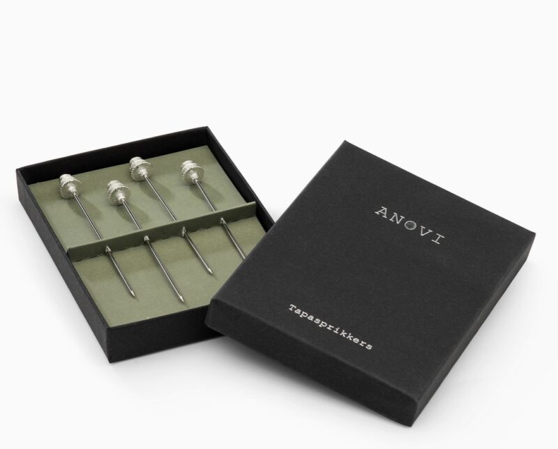 tapasprikkers in de vorm van kerstboompjes van Anovi in doosje