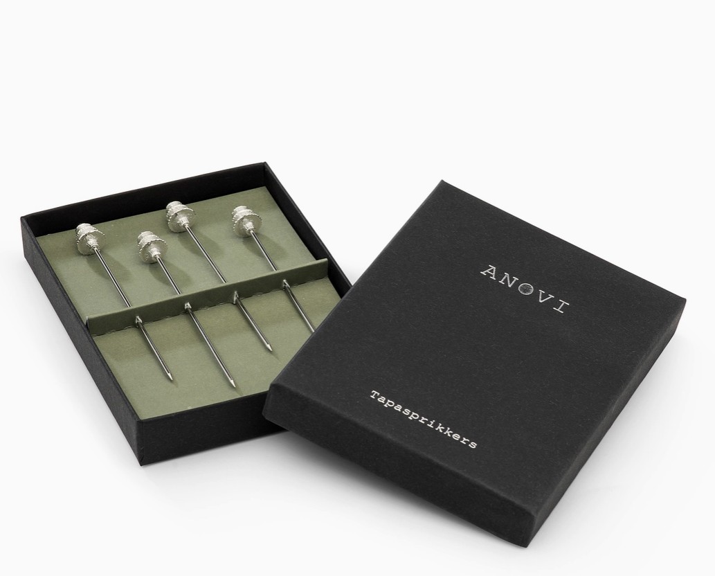 tapasprikkers in de vorm van kerstboompjes van Anovi in doosje