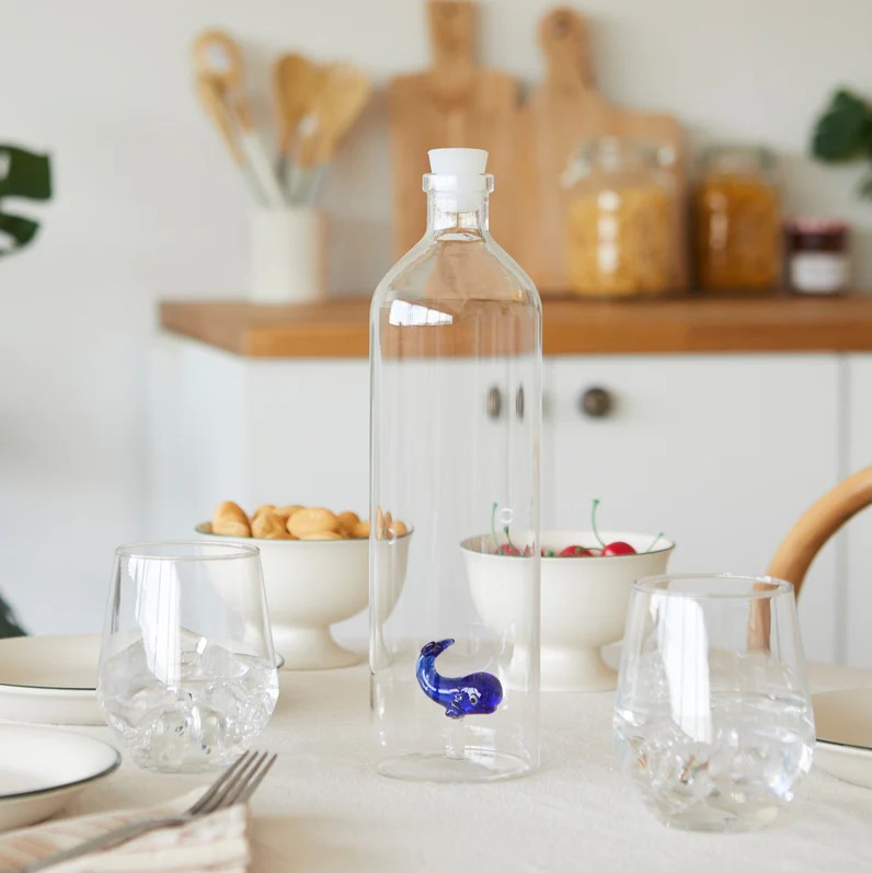 whale bottle Balvi on a table