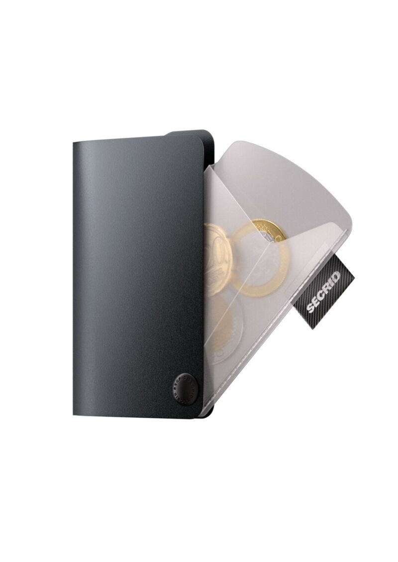 Secrid Coinpocket Transparent inside a wallet, showing the clear interior
