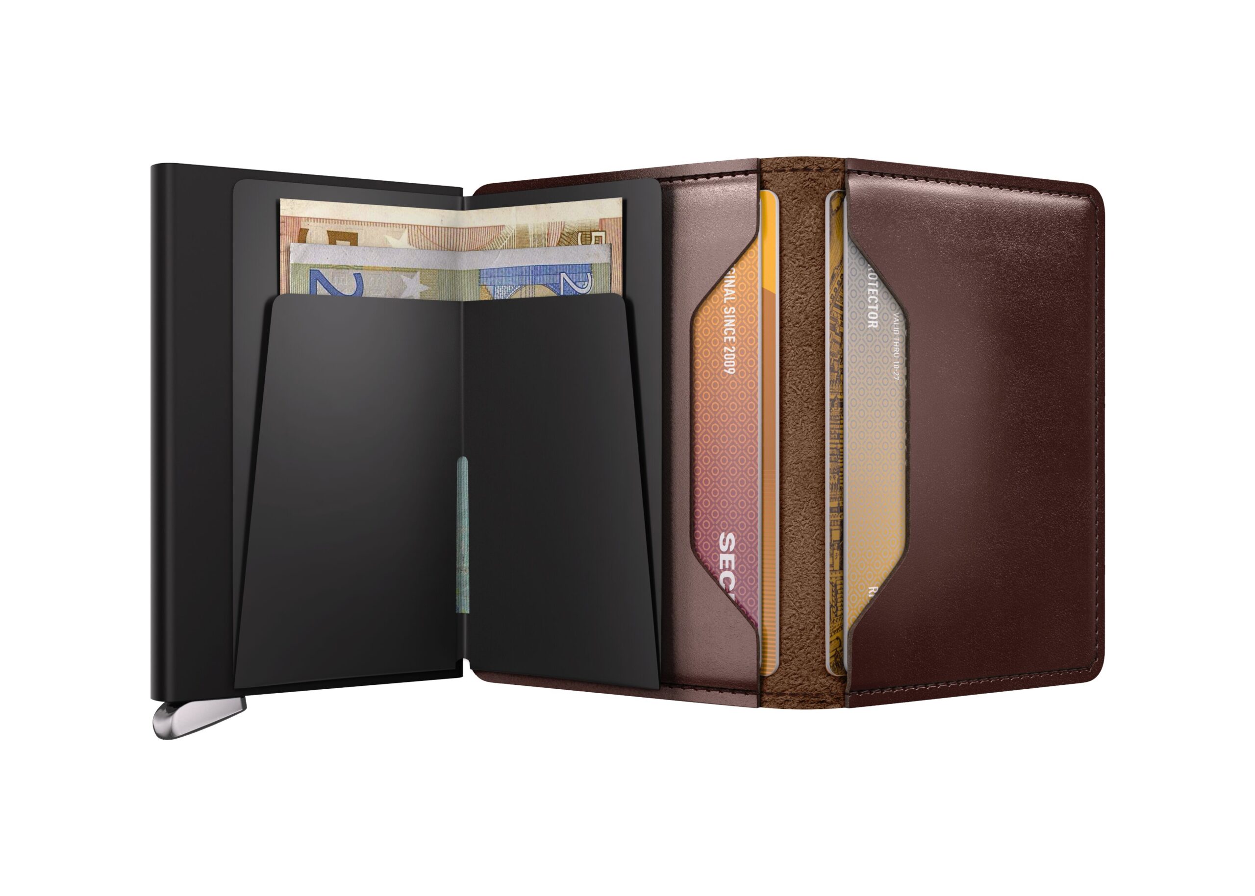 Secrid Premium Slimwallet+ Brown with stainless-steel button