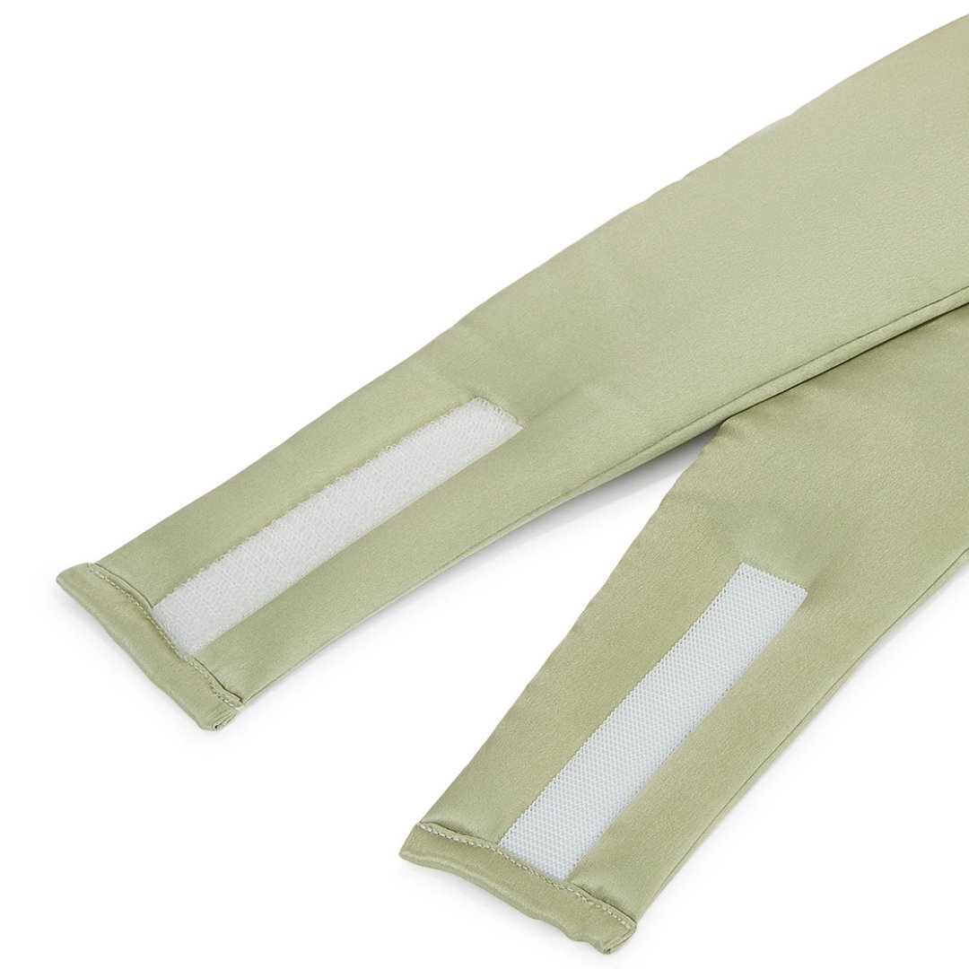 Olive silk sleep mask by Dore & Rose, made from 100% mulberry silk