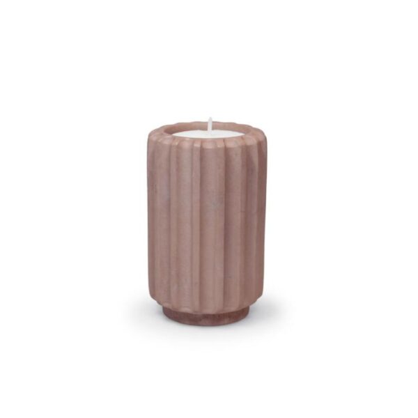 A warm candle holder in a mocha shade. The Dentelles tall design adds height and a cosy glow to any interior.