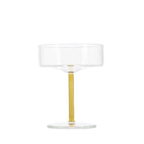Yellow champagne glass set of 2 ONA Fizz with elegant coupe design