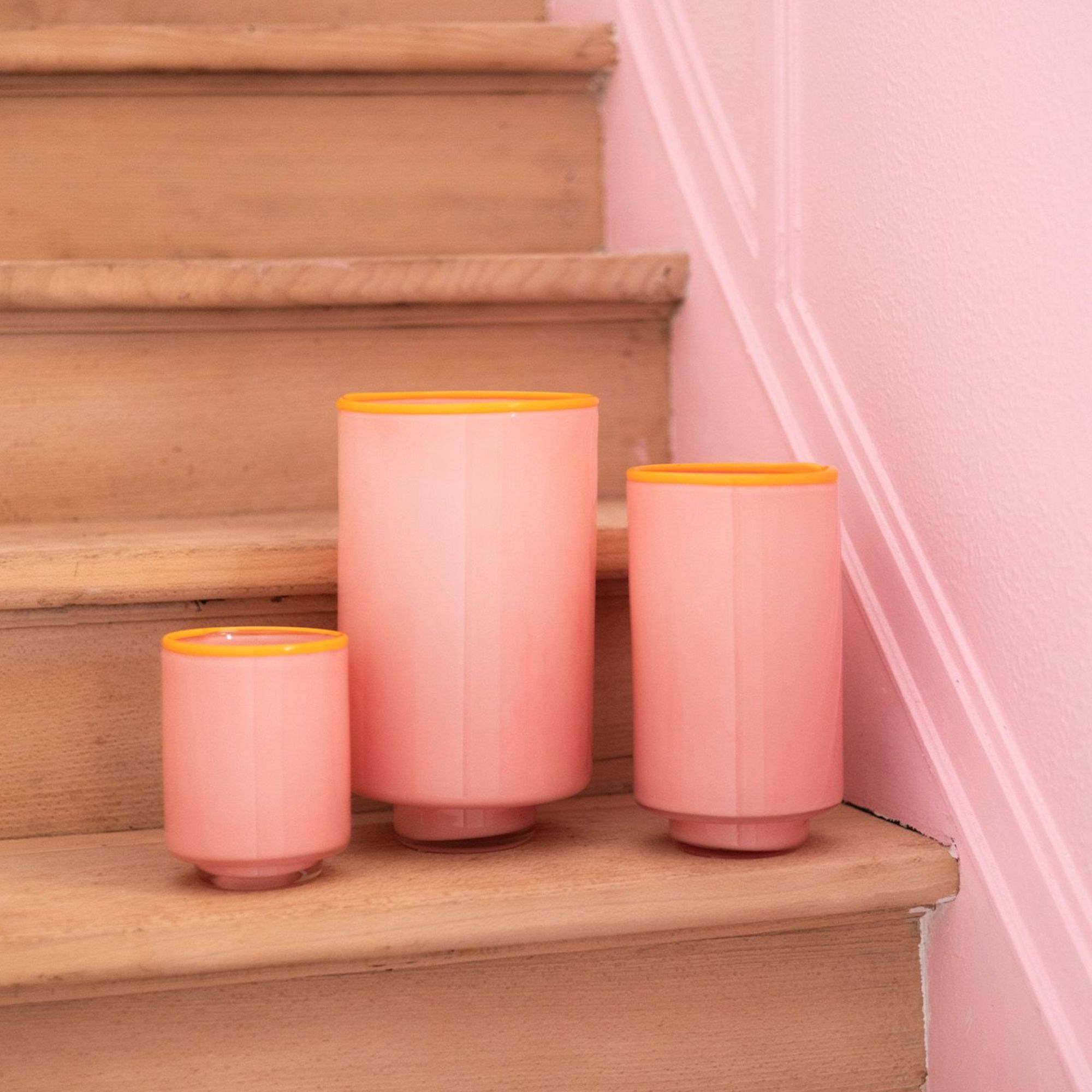 Blush pink glass vase 26cm Milo modern cylindrical design