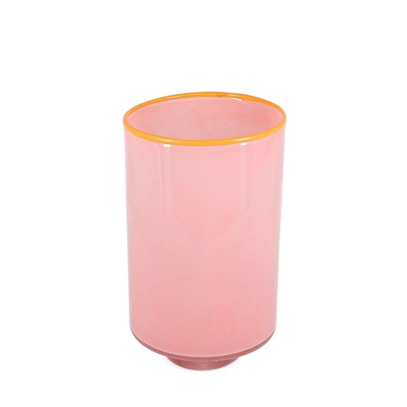 Pink glass vase 21.5cm Milo blush cylindrical design