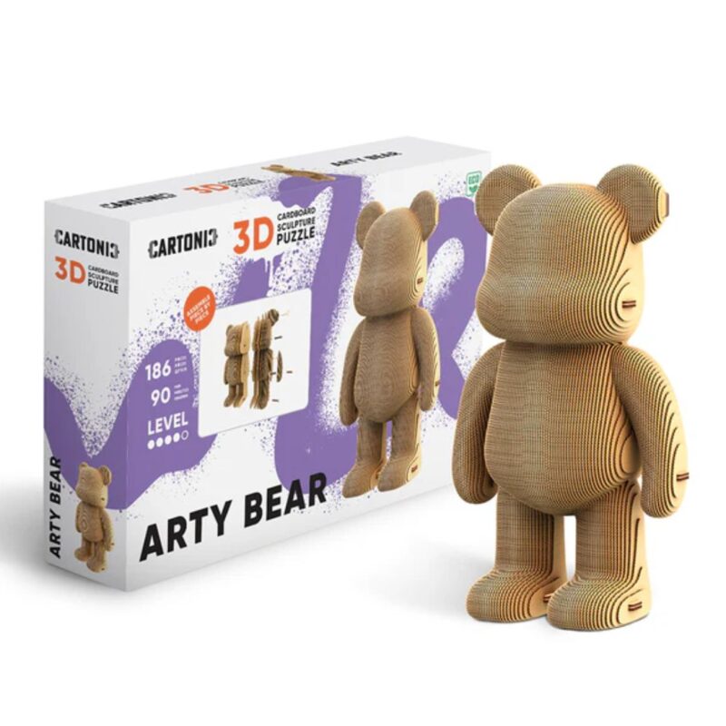 Arty Bear 3D cardboard puzzle by Cartonic assembled as layered teddy bear sculpture