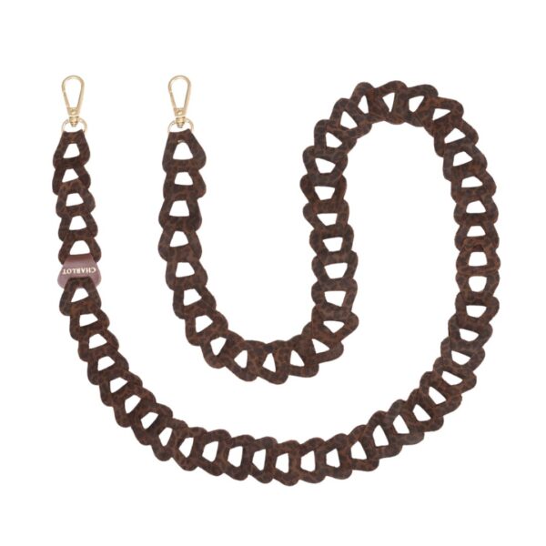 Dark Leopard leather phone strap handmade in France