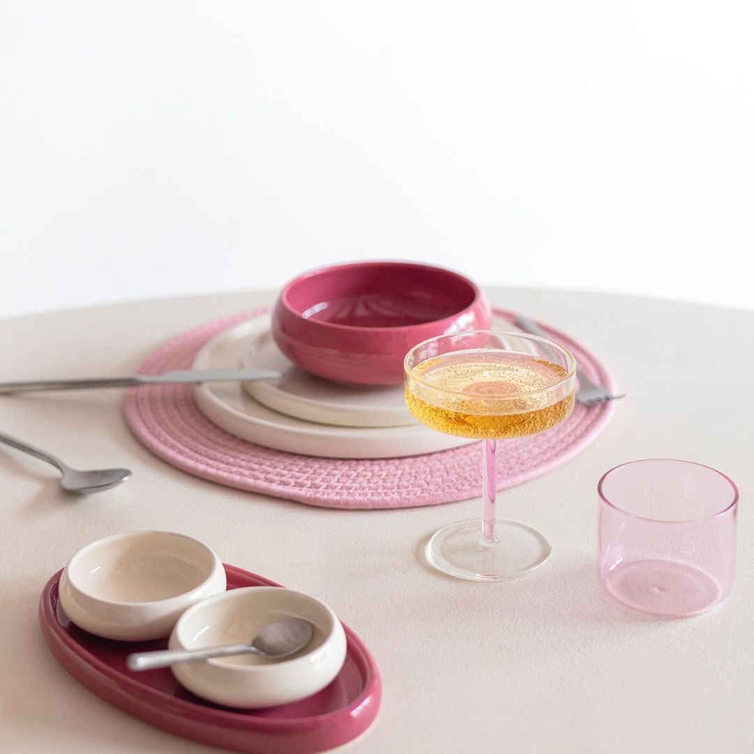 Pink drinking glasses set of 4 ONA Fizz 29cl in soft rose