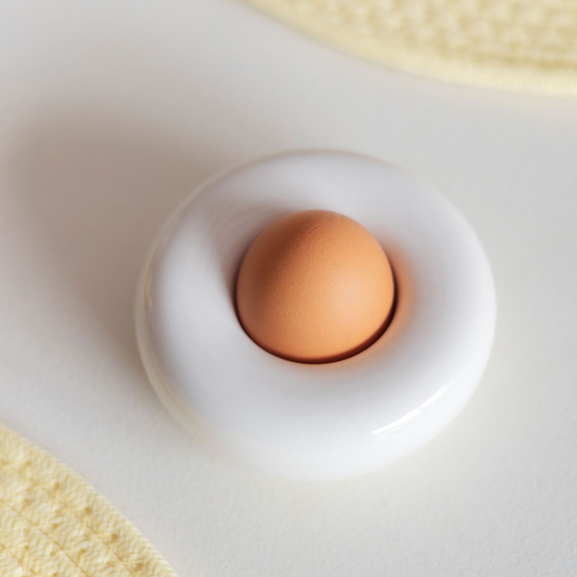 Beige stoneware egg cups from the Billie collection, set of two with glossy finish