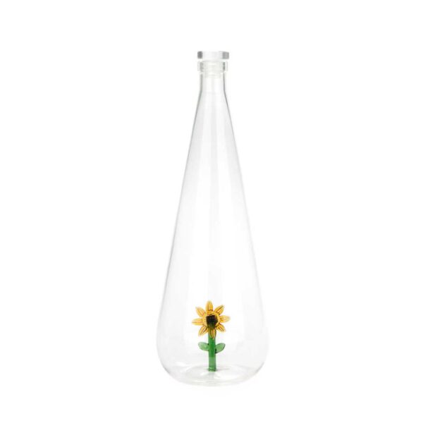 yellow sunflower glass water bottle Balvi botanical design