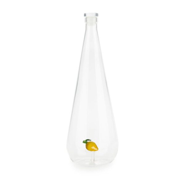 glass lemon water bottle Balvi botanical design yellow lemon inside glass