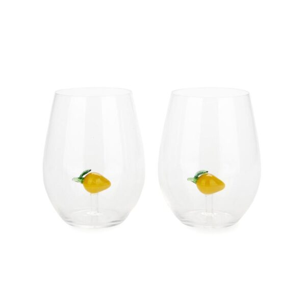 lemon glass set Balvi botanical design glasses with lemon inside