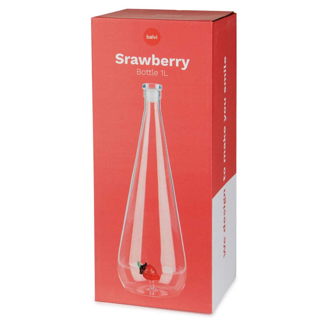 strawberry glass bottle 1 litre borosilicate