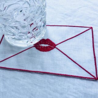 Love Letter Embroidered Linen Cocktail Napkins – Set of 4