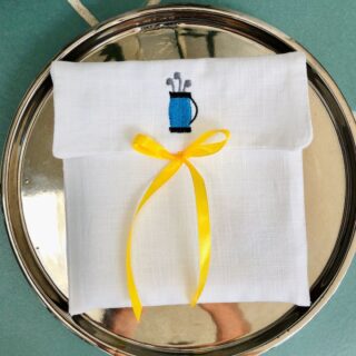 Golfer Gift Embroidered Linen Cocktail Napkins - Set of 4