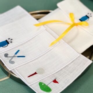 Golfer Gift Embroidered Linen Cocktail Napkins - Set of 4