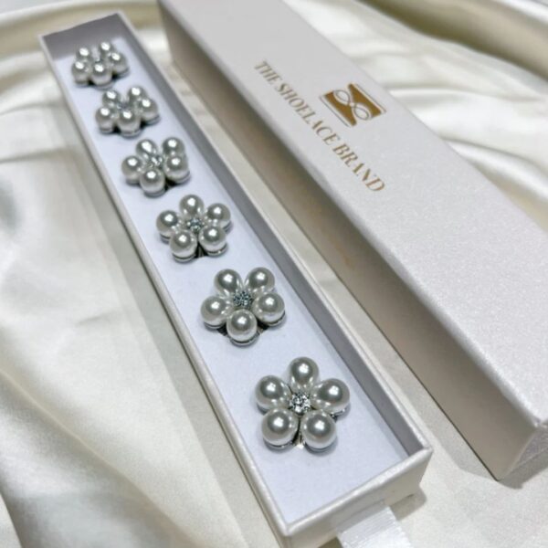 pearl flower button charms with silver details by Fancy the Pancy