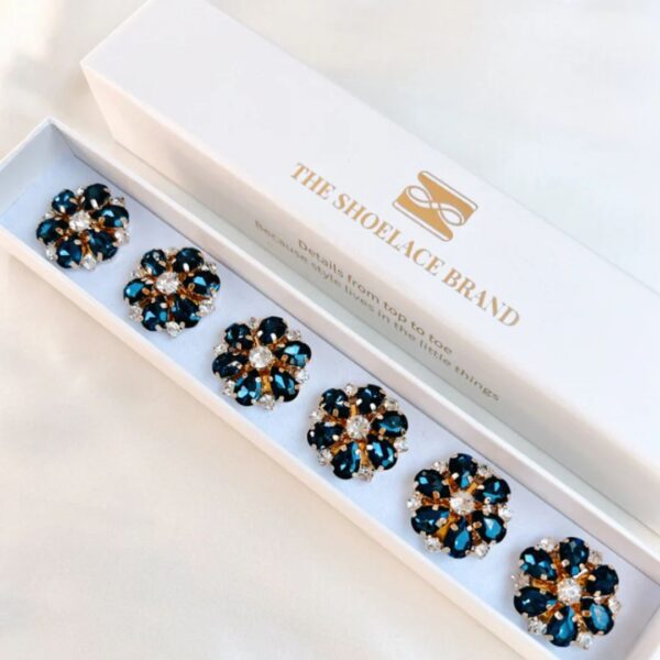 navy flower button charms with gold details by Fancy the Pancy