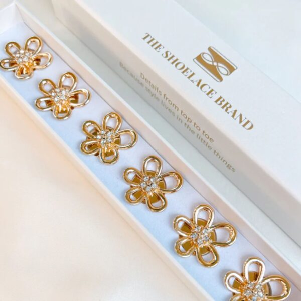 gold flower button charms with crystal details by Fancy the Pancy