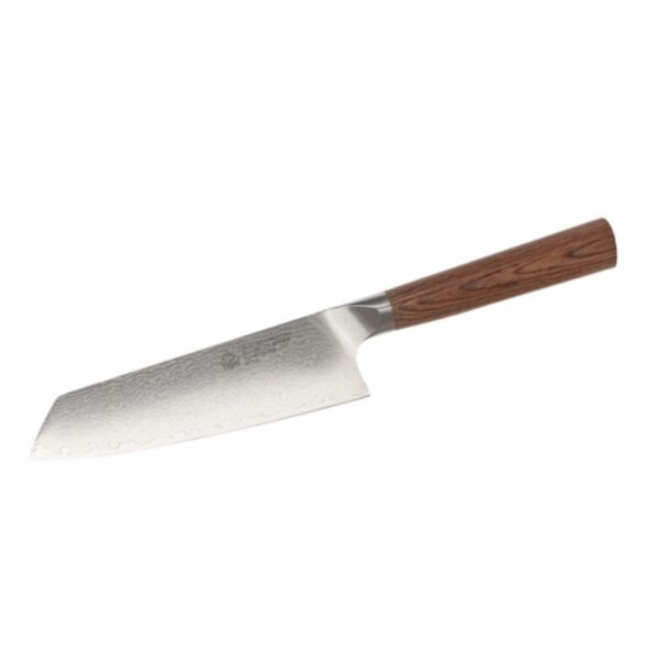 Puma IP Damascus kitchen knife with VG-10 steel blade and golden pakkawood handle made in Japan